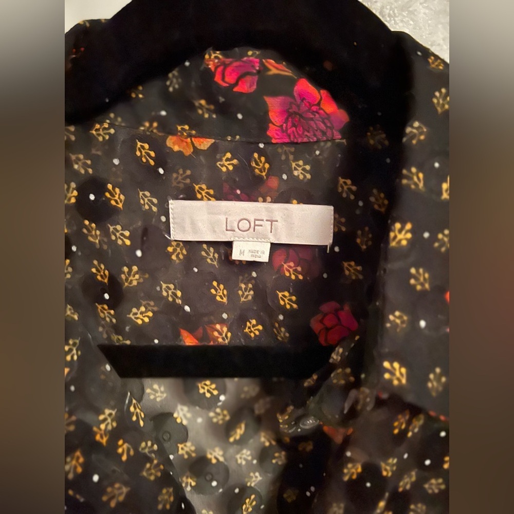 LOFT Embossed Polka Dot Blouse - Picture 6 of 6